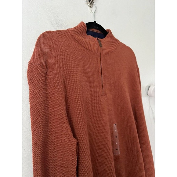 NWT Club Room Men’s Textured 1/4 Zip Pullover Sweater Royal Orange Sz Medium - Picture 4 of 6